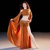 2026 Set Due Pezzi Lucido a Maniche Lunghe per Danza del Ventre da Donna Costumi Orientali a Doppio Spacco per Danza del Ventre Abbigliamento da Ballo per Performance