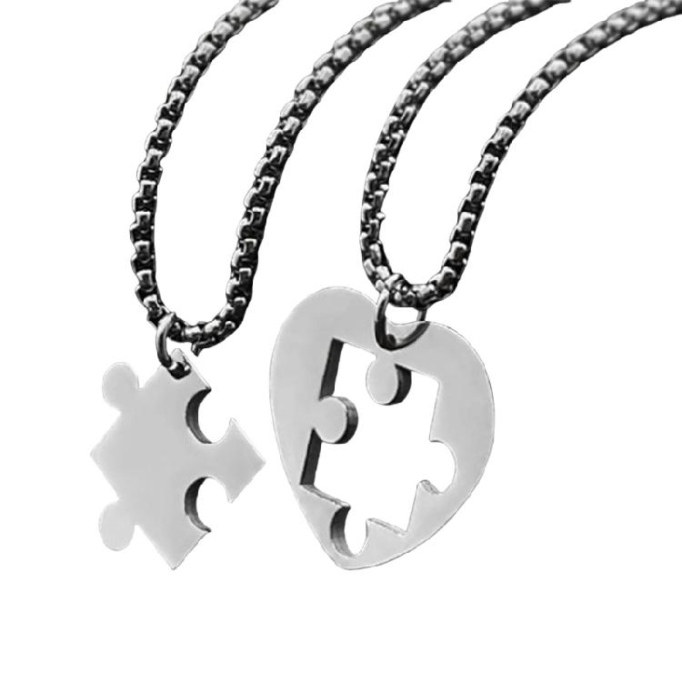 Heart Puzzle Matching Pendant Necklaces Functional Heart Puzzle Necklaces Unique Pendant Neck Chain Accessory for Couple