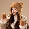 Fashion plush thread ear protection warm hat women's winter cold-proof ski cotton hat outdoor cycling knitted hairball hat