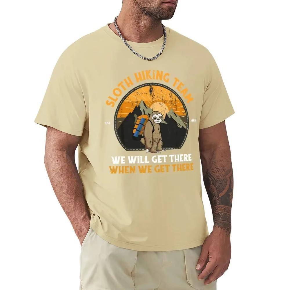 Faultier Wandern Faultier Wanderteam T-Shirt Harajuku Kurzarm T-Shirt 100% Baumwolle Grafik T-Shirt Oberteile