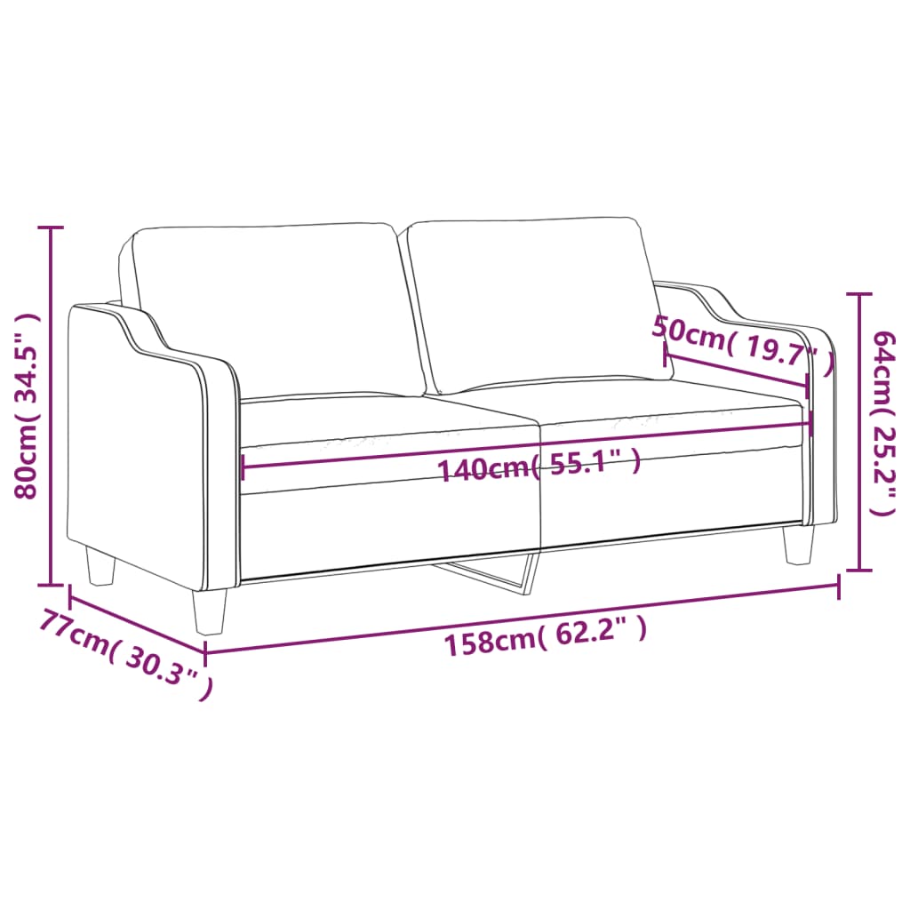 Vidaxl 2-Seater Sofa, Dark Grey, 140 Cm, Upholstered In Fabric
