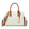 Laila Gold Hardware Tote Faux Leather Handbag Mini Women's Vanilla White and Acorn Brown