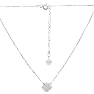 Silberne Halskette mit natürlichem Perlmutt, Zirkonia, Gewicht des Produkts 1,93 g (60002131)
