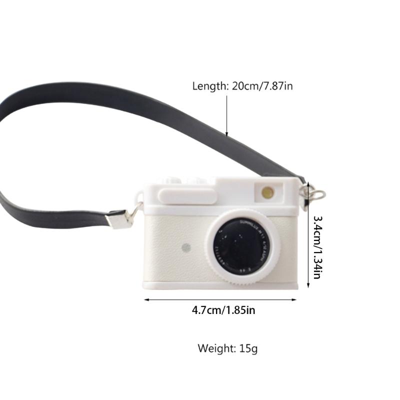 1:12 Dollhouse Mini Vintage Camera with Belt Model DIY Keychain Pendant for Children Adults DIY Handicraft Party Supply
