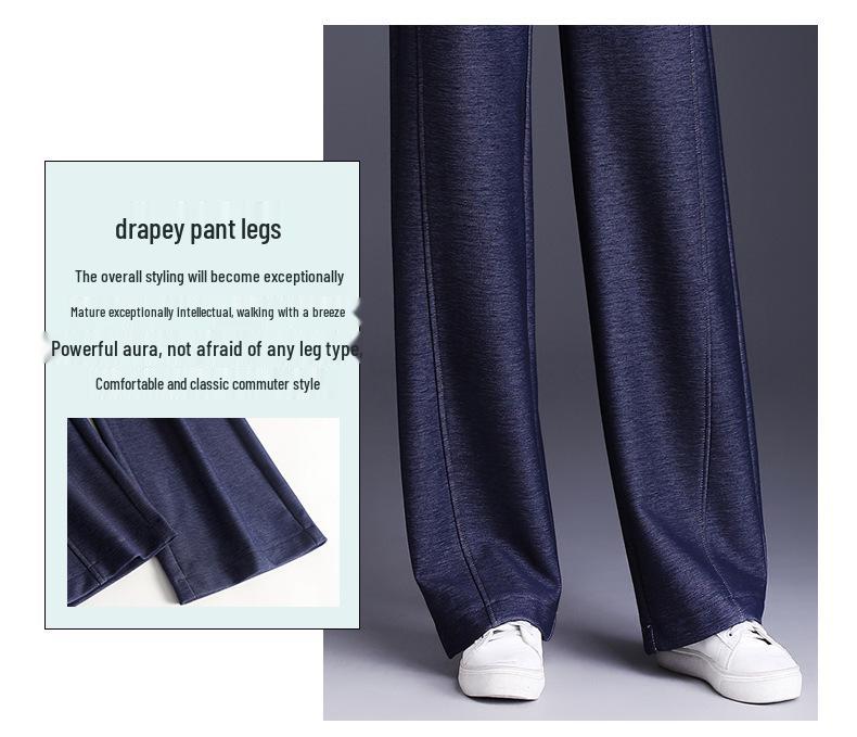 2025 Autumn/Winter High-Waisted Plus Size Straight-Leg Women's Pants - Elastic Waist, Comfortable, Casual, Draping Fashion Trend.