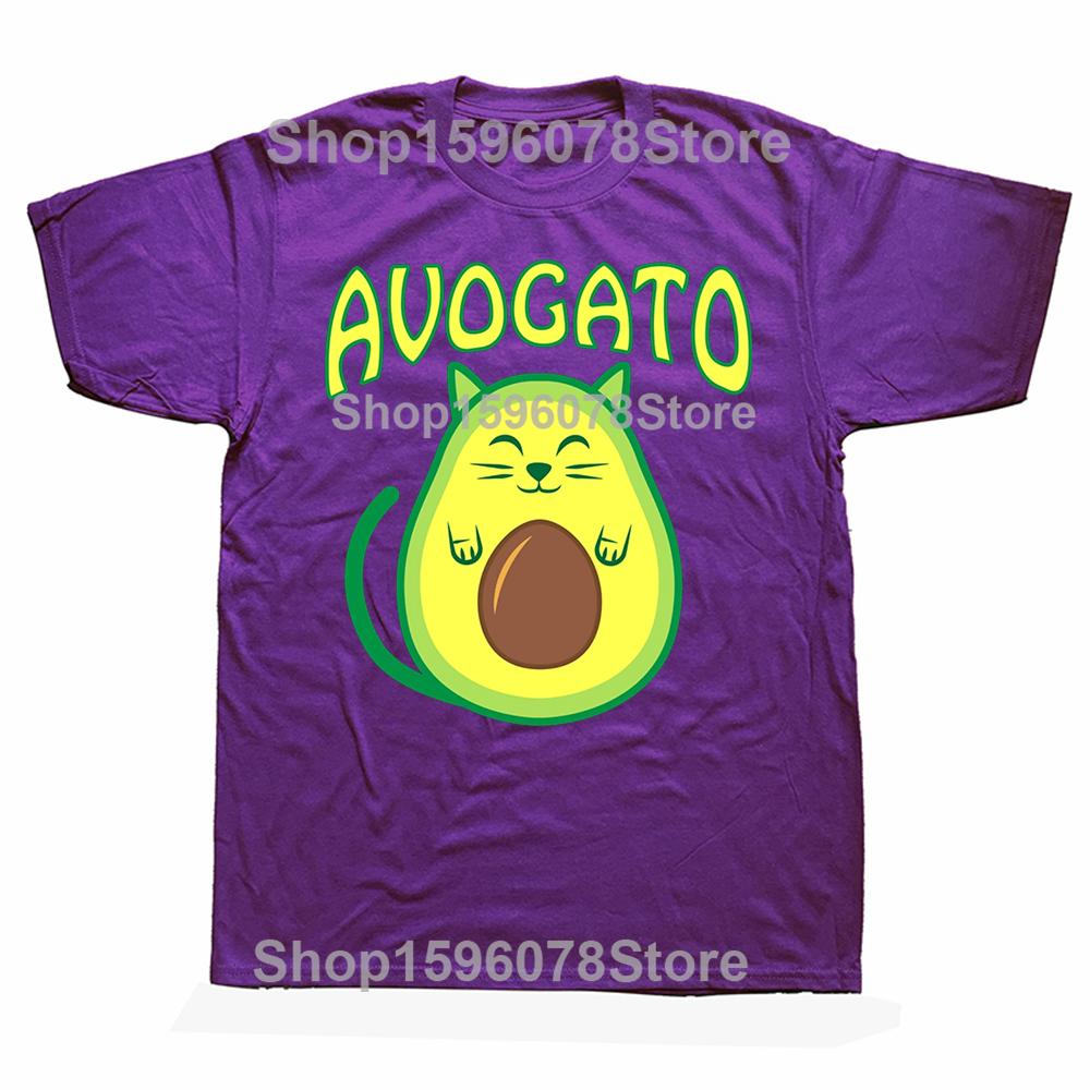 

Funny Avogato Avocado Cat Cat Vegan T Shirts Men Women Pure Cotton Humor Streetwear Tee Shirt Short Sleeve Unisex Loose Clothing 4XL