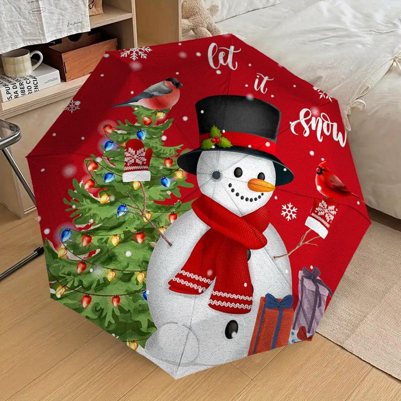 1pc Christmas Snowman Decorations Umbrella with Plastic Handle,Suitable for All Seasons Home Travel Outdoor UmbrellaDD253