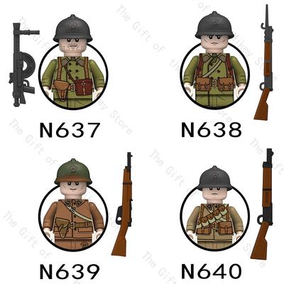 N637 N638 N639 N640 Soldat des Zweiten Weltkriegs MOC Actionfigur Schwert Moc Modell Kinder Mini Bausteine Spielzeug Geschenk