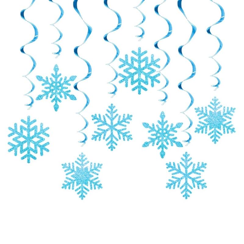 Pack of 8 Christmas Snowflake Swirls Hanging Decoration Hanging Swirls Snowflake Christmas Decoration Set for Holiday