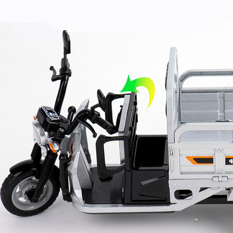 1/12 Sanbengzi Aliaj Motocicletă cu Trei Roți Model Metal Turnat Sub Presiune Triciclu Electric Model Vehicule Sunet și Lumină Jucărie Cadou pentru Copii