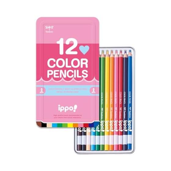 Tombow Colored Pencils 12 Colors for Elementary School Students ippo! (Sliding Can) Plain Pink CL-RPW0412C