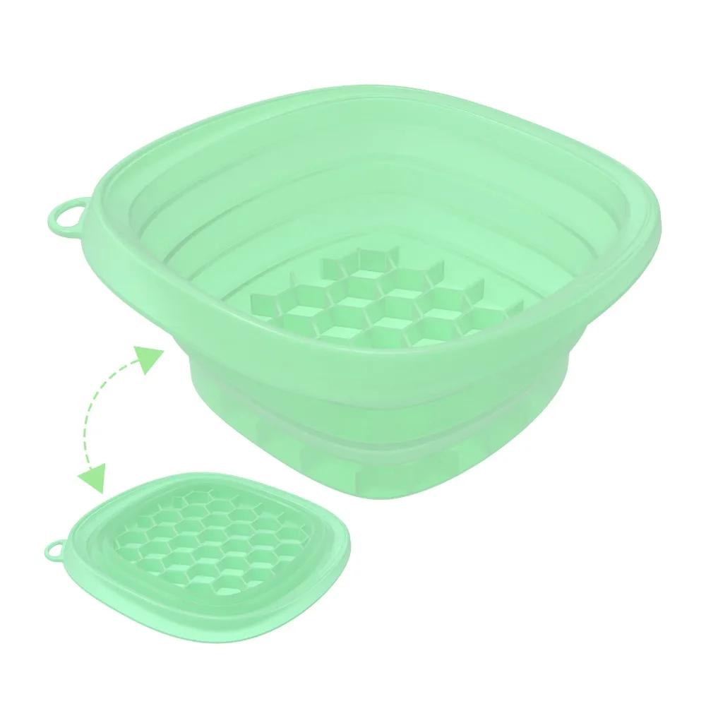 

New Foldable Face Ice Bath Bowl Silicone Built-in Ice Tray Skincare Washbasin Face Dipping Bowl Beauty Tools зелёный