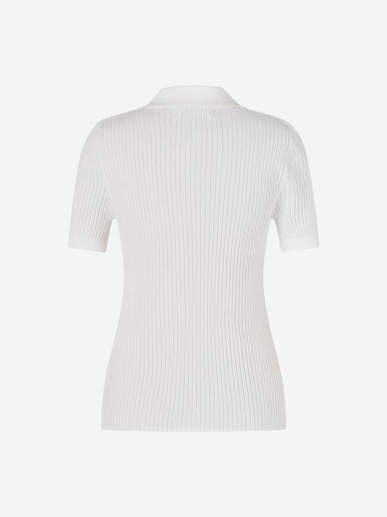 LORDLOAR Slim Ribbed Collar Knit White