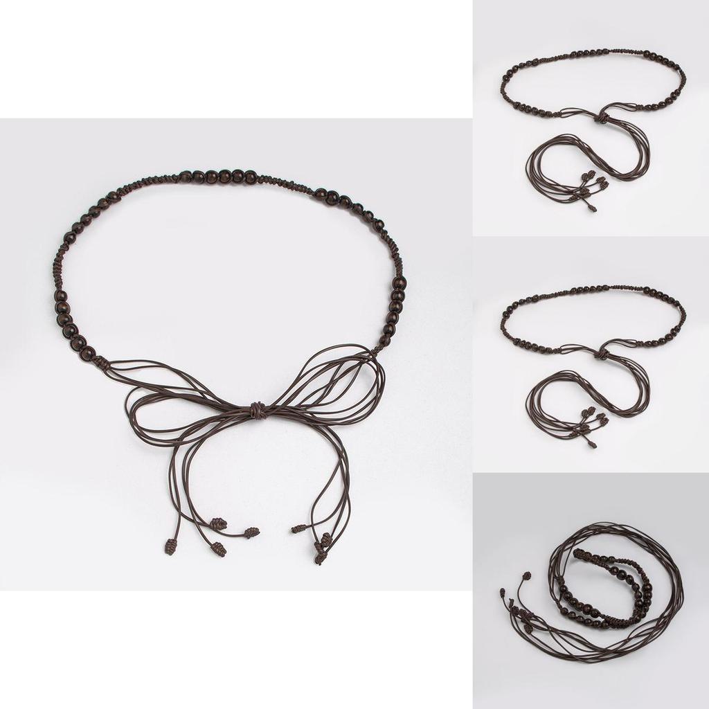 Bohemian Ethnic Waist Rope With Wooden Beads Handmade Tie For Leisure And Festival Looks