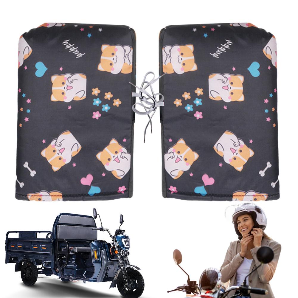 Motorcycle Handlebar Muffs Windproof Mittens Hand Warmer Gloves Corgi Dog Pattern Winter Snowmobile Hand Muffs Hand Warmers