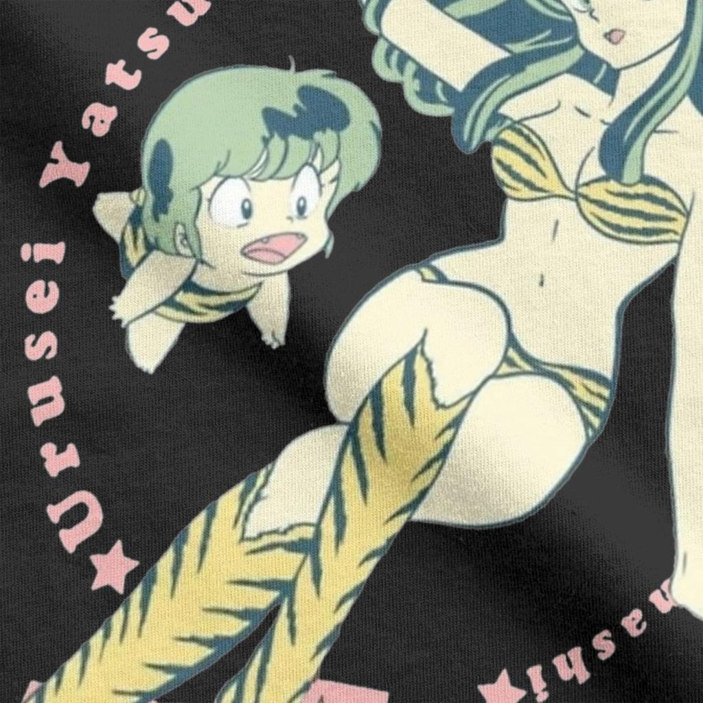 Lum Ran Ataru Urusei Yatsura Men's T Shirts Anime Funny Tees Short Sleeve Crew Neck T-Shirt Cotton Graphic Clothes