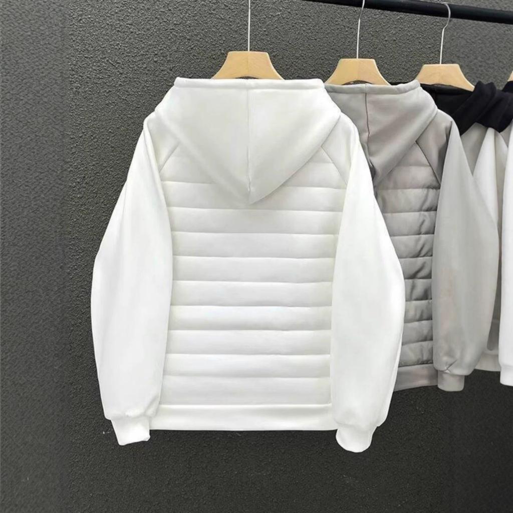 26 Cross-border high-quality trend fashion red and black round badge spring hooded warm light cotton coat men