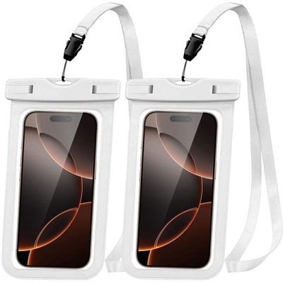 Waterproof Case for iPhone Samsung Galaxy Xiaomi Redmi Google Smartphone, IPX8 Protection with White Border - Pack of 2