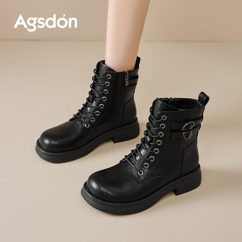 Augustine Martin Boots Women's 2025 New Autumn Brown Short Boots British Style Medium Tube Maillard Knight Boots