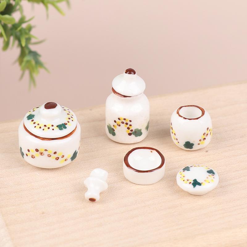 1Setul 1:12 Păpușă Miniatură Ceramică Cutie Condimente Borcan Depozitare Model Bucătărie Decor Jucărie Accesorii Casă de Păpuși