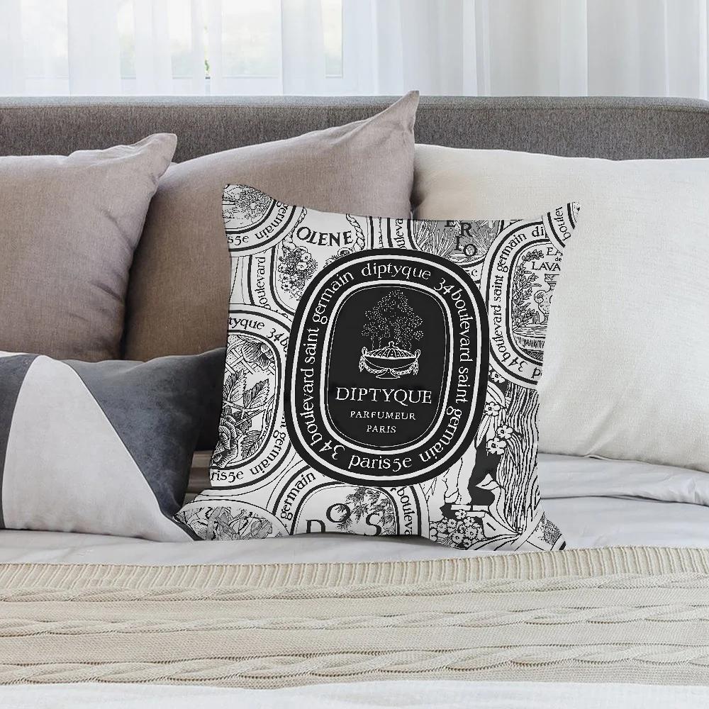 Luxury D-Diptyques Pillow Case Plush Fabric Soft Double Sided Print Sofa Cushion Cover Throw Pillow Covers