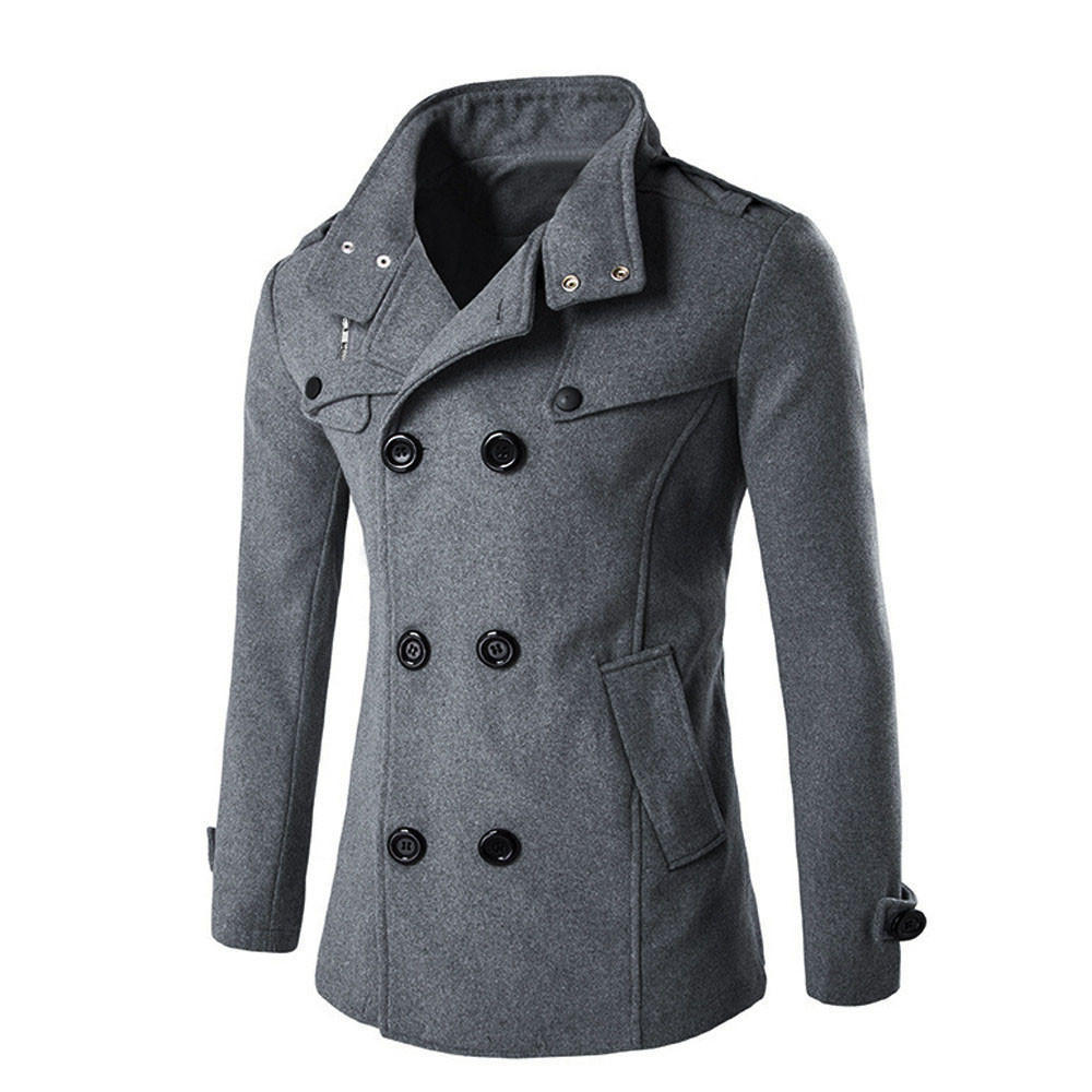 Mens Winter Long Trench Coats Personality Casual Solid Color Zipper Buttons Jacket Gentleman Slim Warm Overcoat