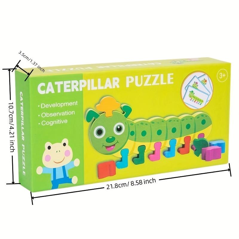 Colorful Caterpillar Puzzle Develops Observation, Cognitive Skills Hand Eye Coordination ,Educational Wooden Toy with Color Matching, Sorting Pieces
