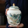Ceramic Tea Landscape Decoration Storage Jar Grain Sealed Kitchen Container