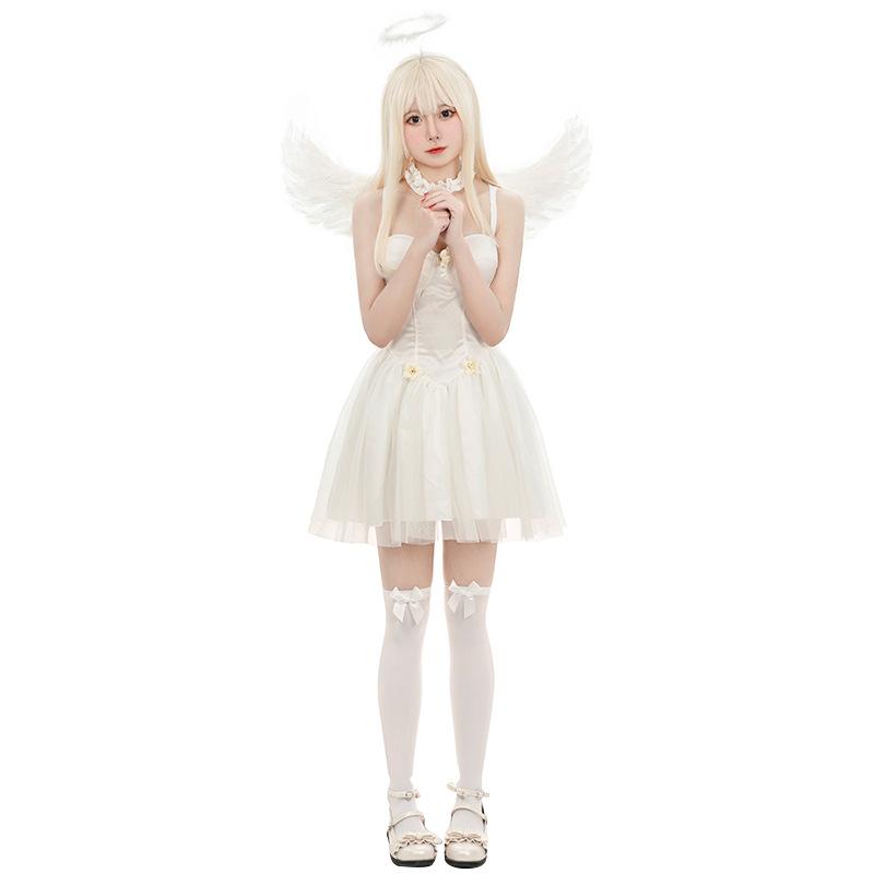 White Sexy Zombie Costume, Halloween Ghost Bridal Party Costume, White Angel Cosplay Uniform