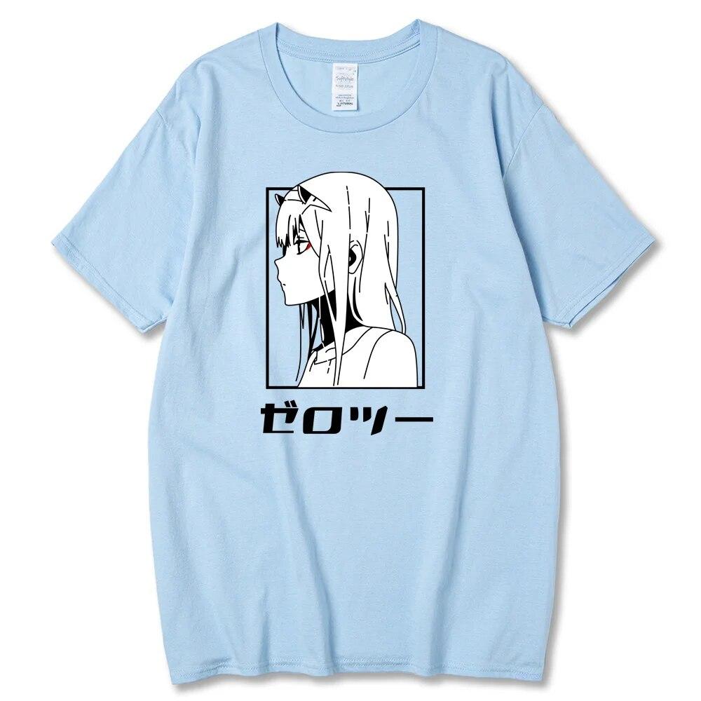 Tricou cu anime japonez Darling In The Franxx unisex Kawaii Cartoon Zero Two Tricou Harajuku Unisex Topuri Unisexga Tricou grafic Bărbați Unisex