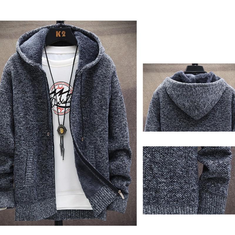 Autumn and Winter Mens Baggy Hooded Casual Full Zip Sweater Coats Warm Tops Plain Outwear Jackets