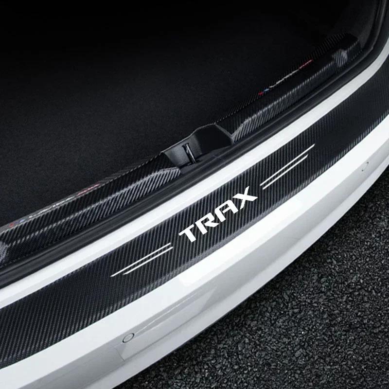 Carbon Fiber Door Sill Protector Stickers For Chevrolet TRAX Front Rear Threshold Decals Rear Trunk Bumper Guard Accessories amw123