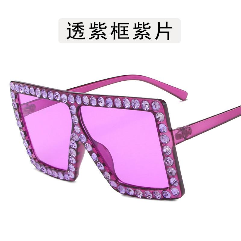 Décoration Strass Lunettes de Soleil Femmes Forme Carrée Lunettes de Soleil Cool et Élégantes Féminines Style Européen Américain Lunettes de Soleil pour Femme
