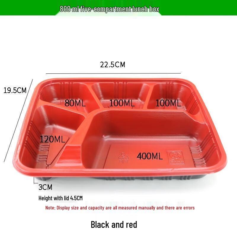 JingJingRS Disposable 5-Compartment Takeout Meal Boxes