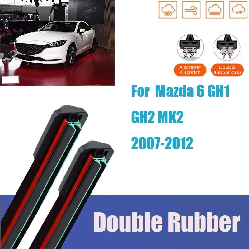 For Mazda 6 GH1 GH2 MK2 2007-2012 Car Wiper Blades Set 24 + 16 Front Rubber Brushes Cutter Accessories Third Generation Mute 2PCS
