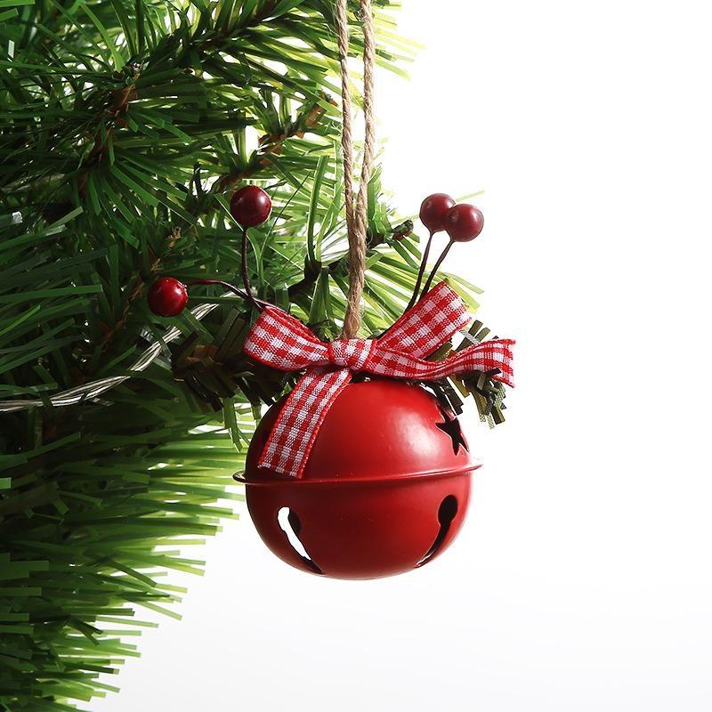Christmas Iron Round Bell Decoration Accessories Twine Holly Berry Christmas Bell Pendant