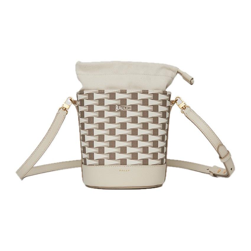 Bally Fashion Casual Letter Logo TPU Bucket Bag Crossbody Shoulder Bag Women Bags Gray Bone-White 6307162