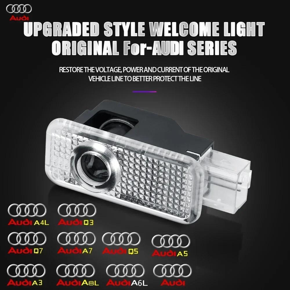2Pcs Car HD Projector Lamp LED Auto Door Welcome Light For a2 RS A6L A7 A4L Q5 Q7 A8 Q3 S Line S3 S4 S7 S6 S8 A5 A3 A4 Quattro
