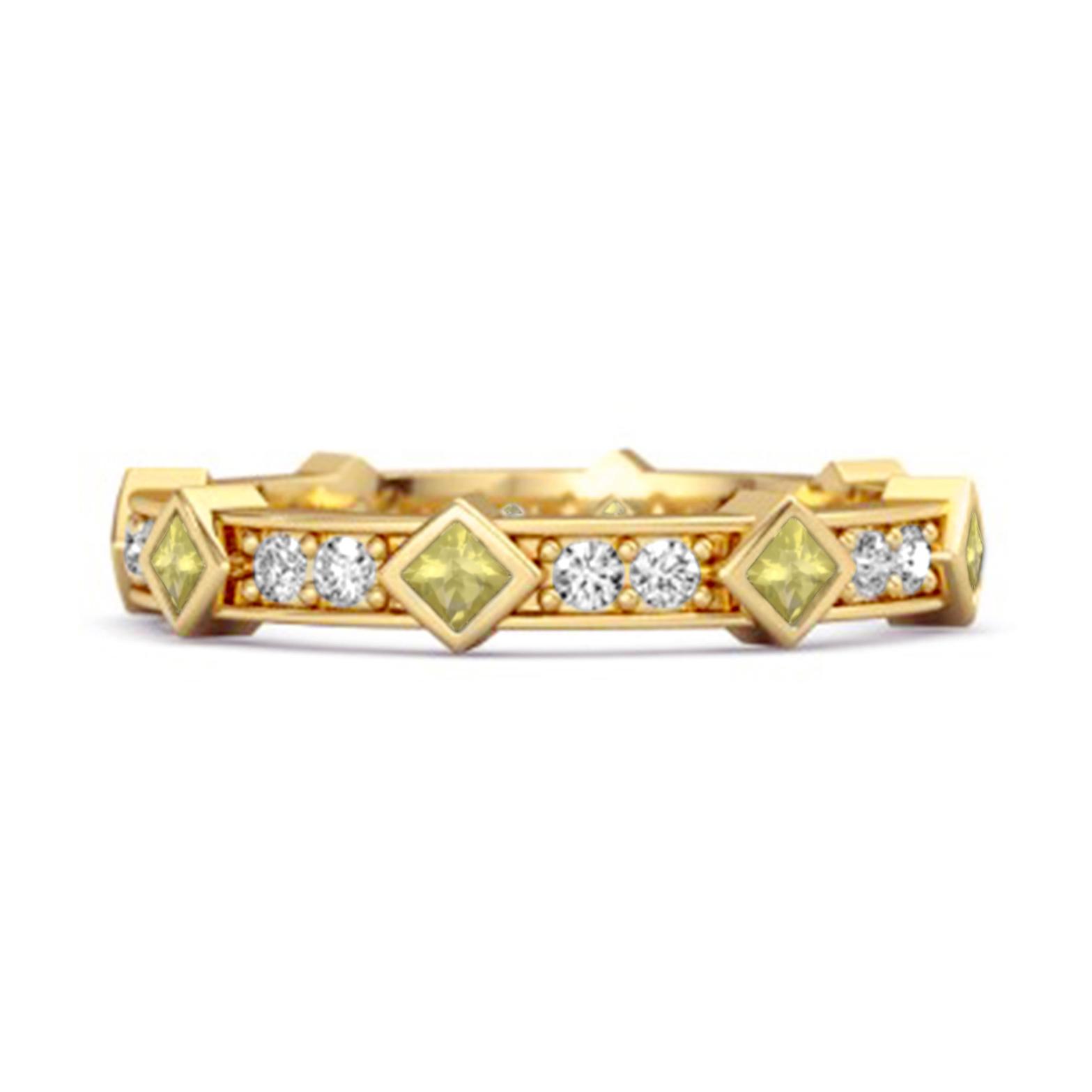 Lemon Quartz Eternity Band Ring -925 Sterling Silver Gold Vermeil 6