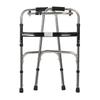 Elderly Folding Walker 6 Height Adjust 4 Legs Stainless Steel Walking Aid with Red Wheels Single Bend