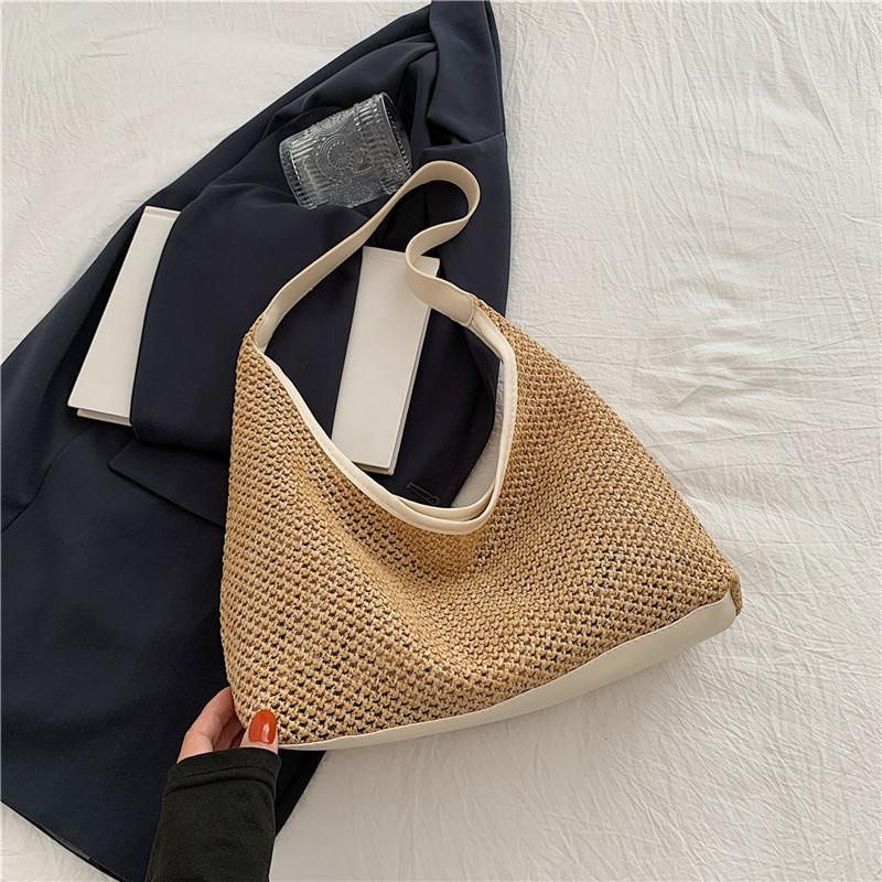 Knitted Large Capacity Fashionable Handbag, New Western-style Casual Bag, Temperament Tote Underarm Bag