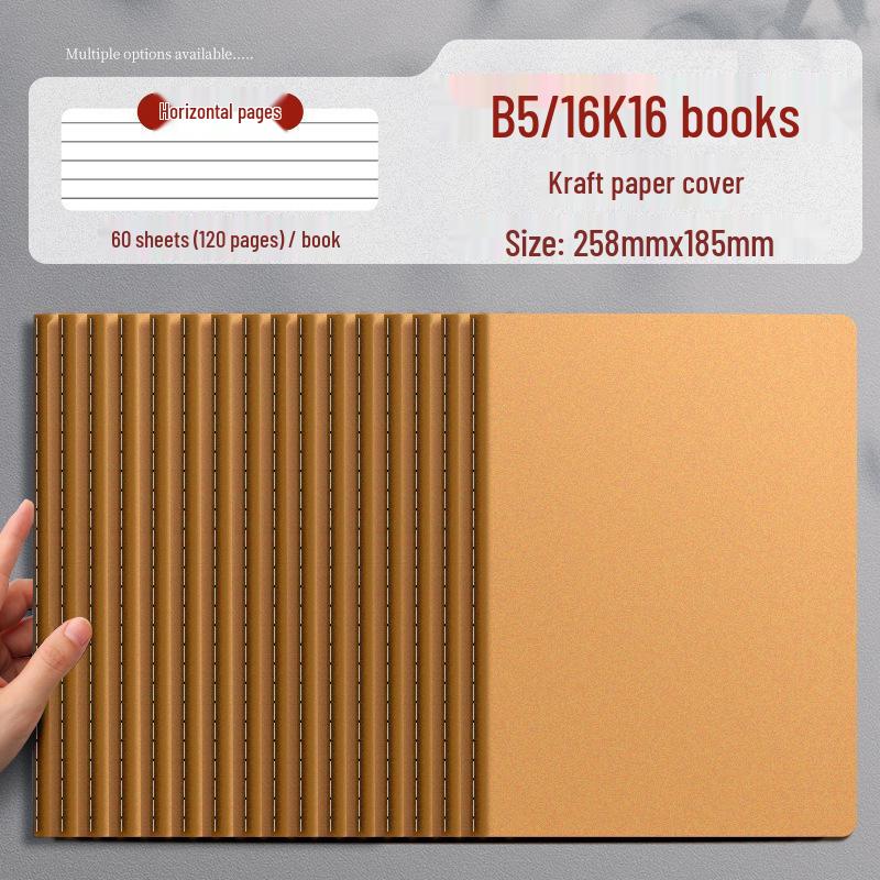 Thickened Kraft Paper B5 Lined Notebook for College and High School Students