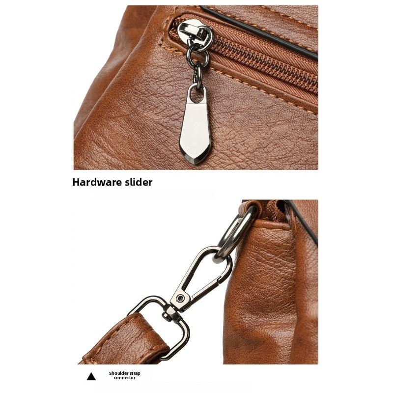 Damen Umhängetasche mit Klappe aus strukturiertem Leder Lässige Schultertasche