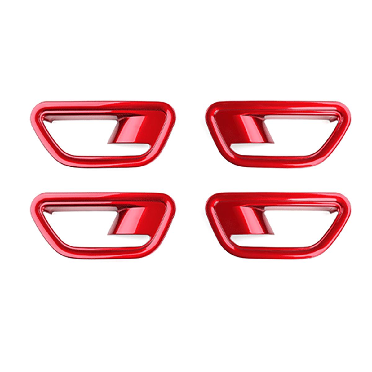 Red Door Bowl Handle Cover Trim For Hyundai Kona SX2 2024 2025 Carbon Fiber Styling Door Bowl Handle Covers Trim LHD/RHD