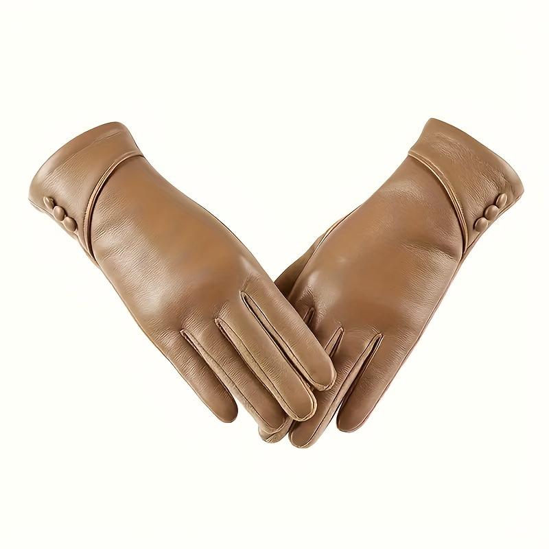 [Genuine Leather Gloves] Stylish Genuine Leather Women's Touchscreen Gloves - Black, Three-Button, Soft Winter Gloves, Casual Outdoor Gloves