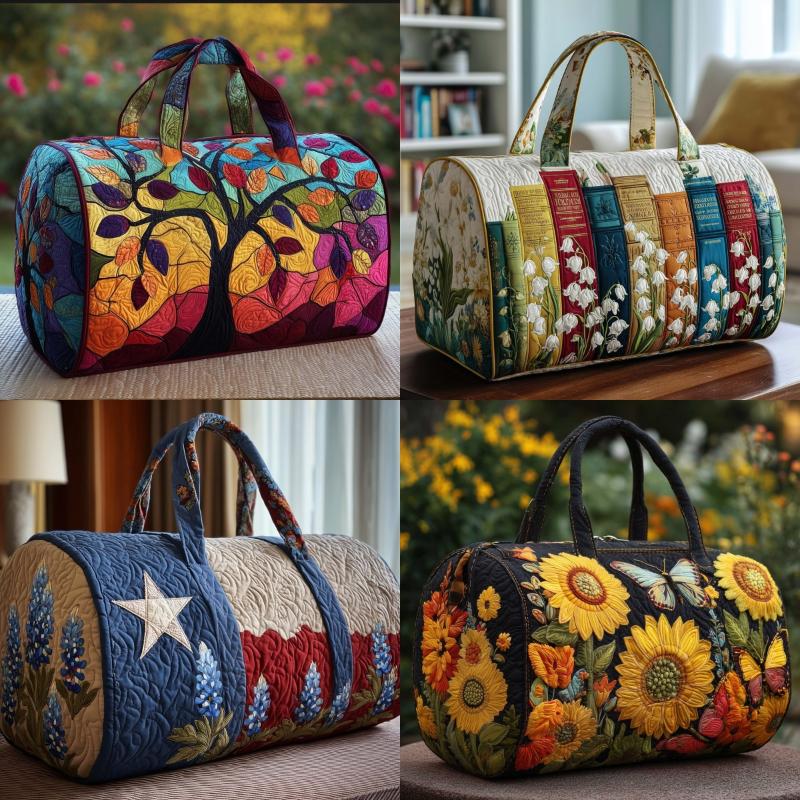 Borsa Duffel da Viaggio Grande Capacità Trapuntatura 3D Artigianato Stampa Fiore Farfalla Borse Tote Borsa Sportiva Palestra Per Campeggio all'Aperto