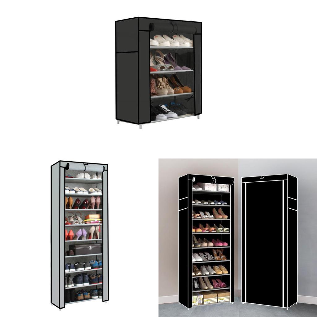 Minimalist Metal Shoe Organizer With Detachable Shelves For Household Entry Use