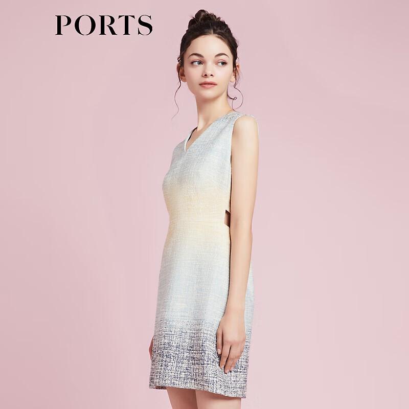 PORTS Women's Gradient Waist Hollow Tweed Midi Dress