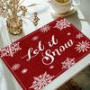 Christmas Linen Placemat Table Coffee Mat Red Nose Reindeer Snowflake Merry Xmas HO! Holly Leaf Ball Plaid Decorative Coasters
