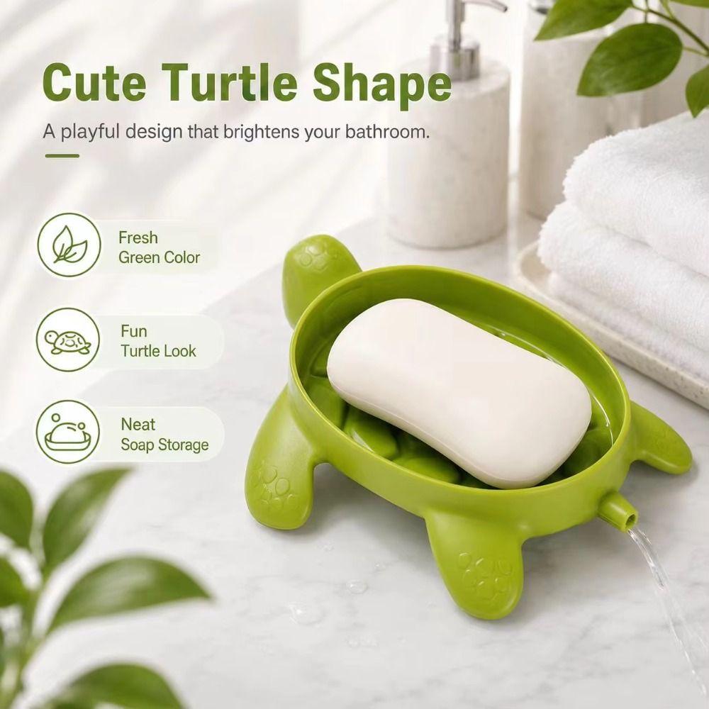 Plastic Turtles Shape Soap Box Cute Soap Holder Creative Drain Soap Holder Box Sink